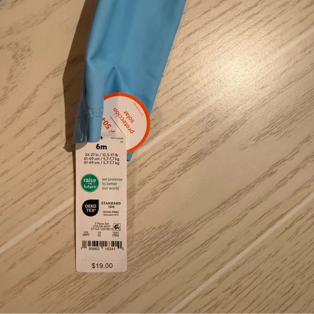 Carter’s Baby Boy Shark Swim Set Size 6 Months UPF 50+ 2Pc Blue NEW - Picture 3 of 10